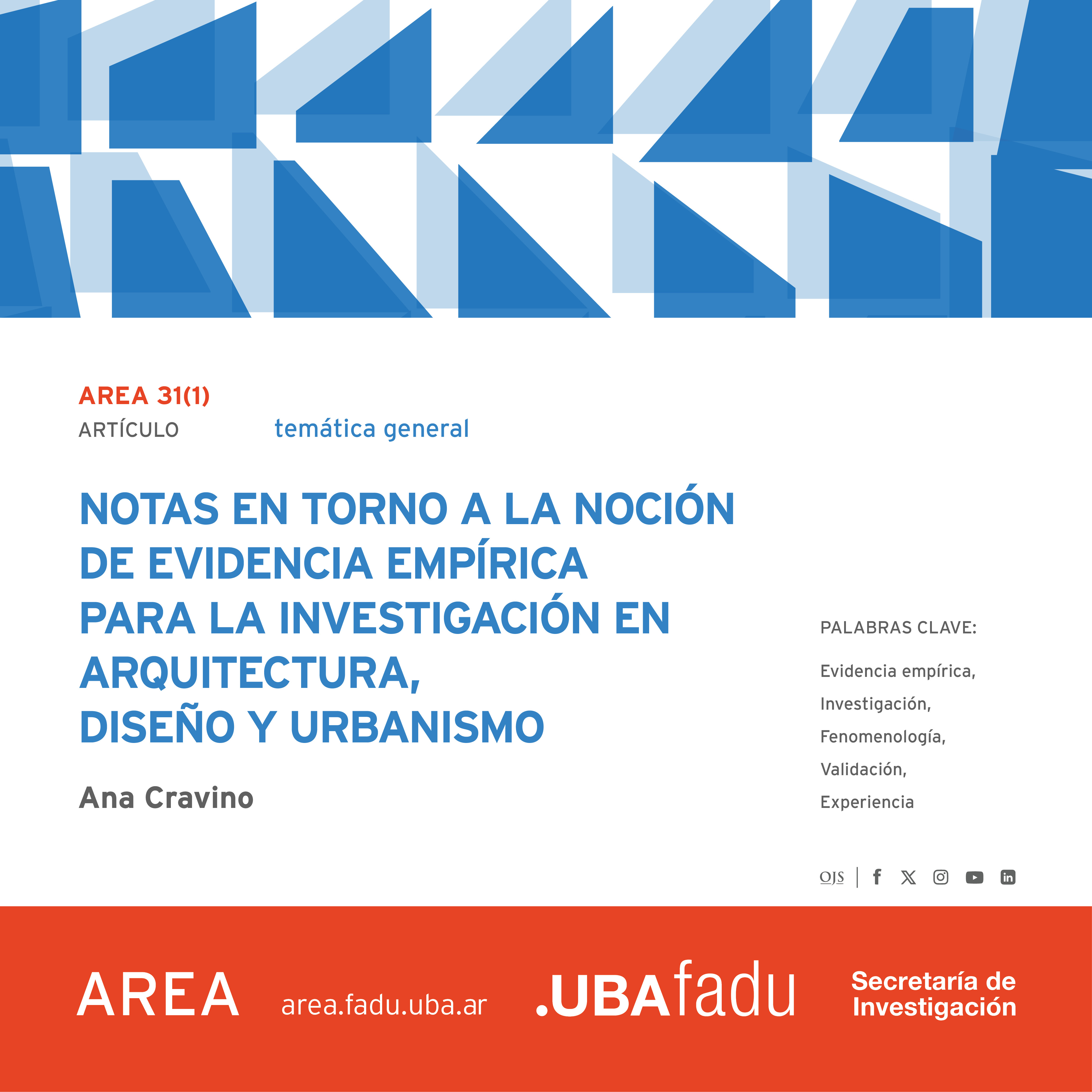 Flyer del artículo de Ana Cravino para AREA 31(1)