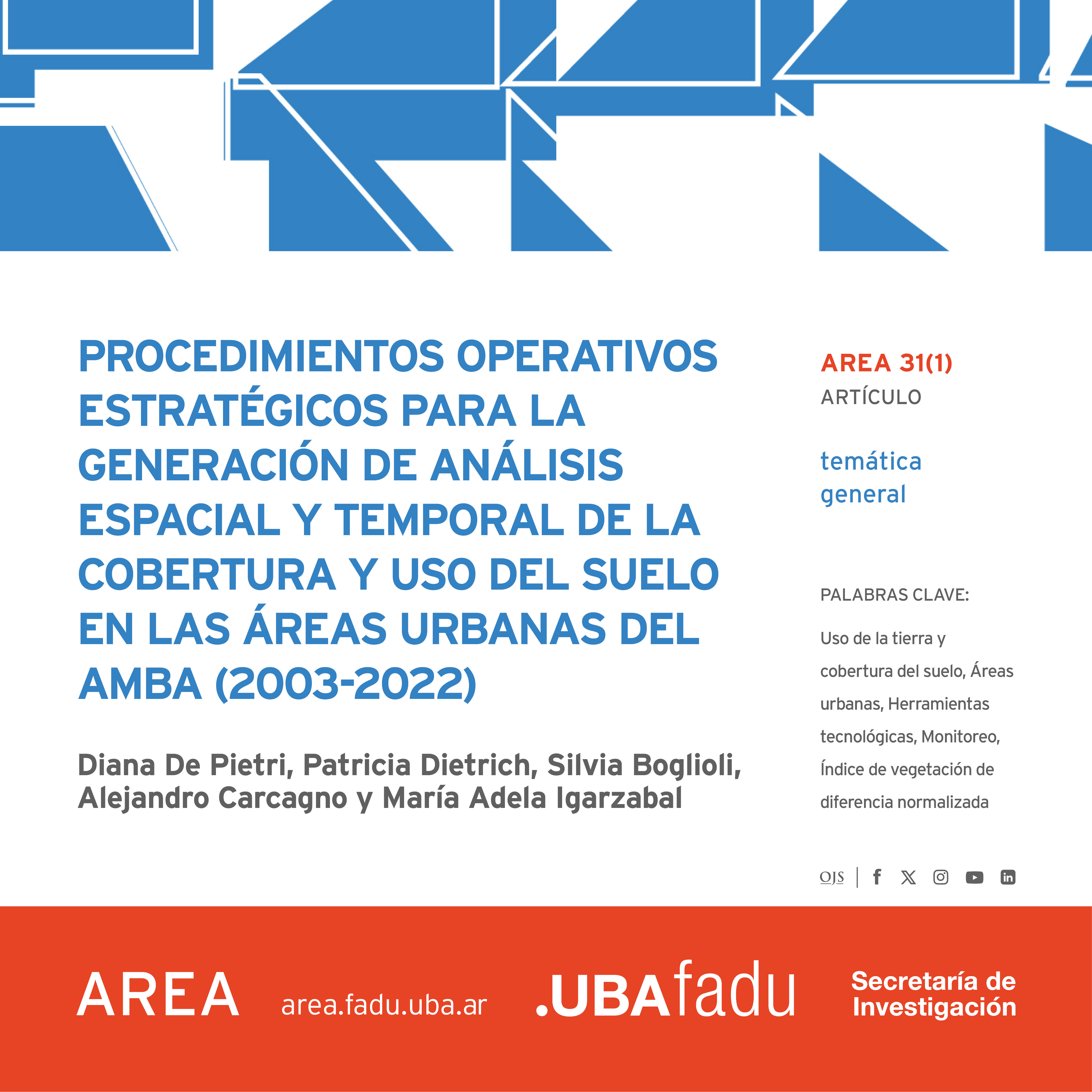 Flyer del artículo de Diana De Pietri et al para AREA 31(1)